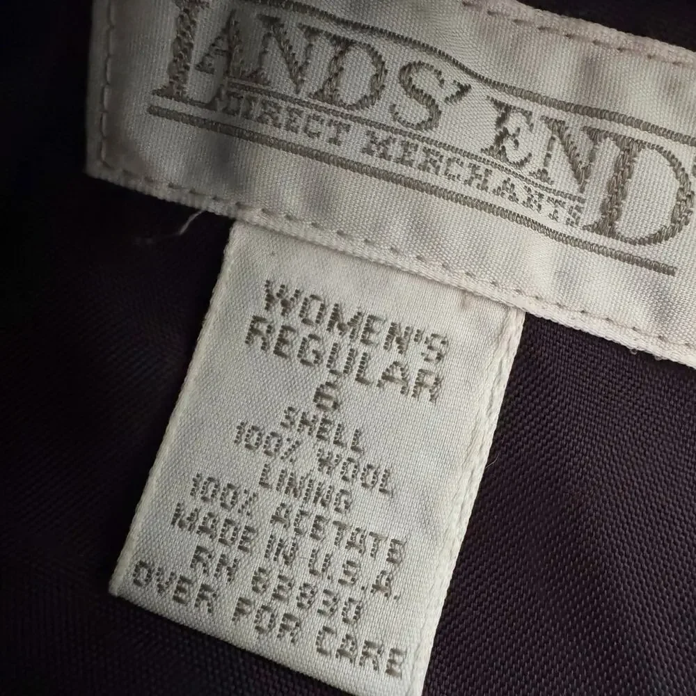 VTG Land's End Vintage 100% Wool Pencil skirt Women's Sz 6‎ Navy Blue Preppy